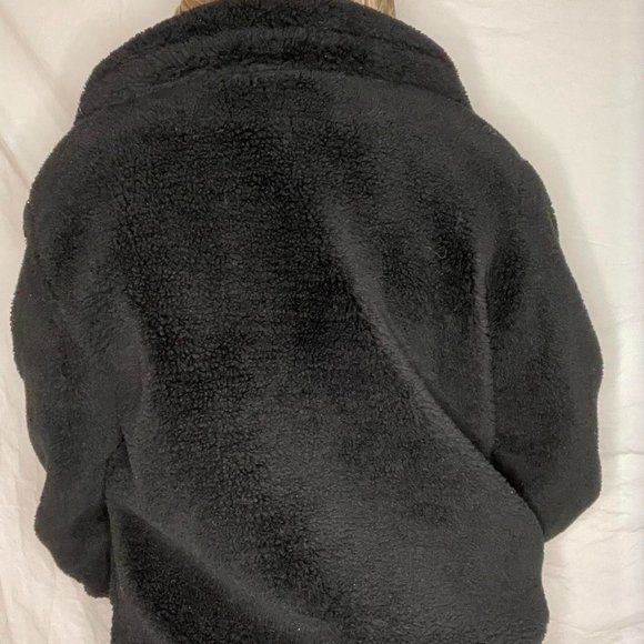 Puffy Warm Satin Lined Black Zip Up Coat - Picture 3 of 3